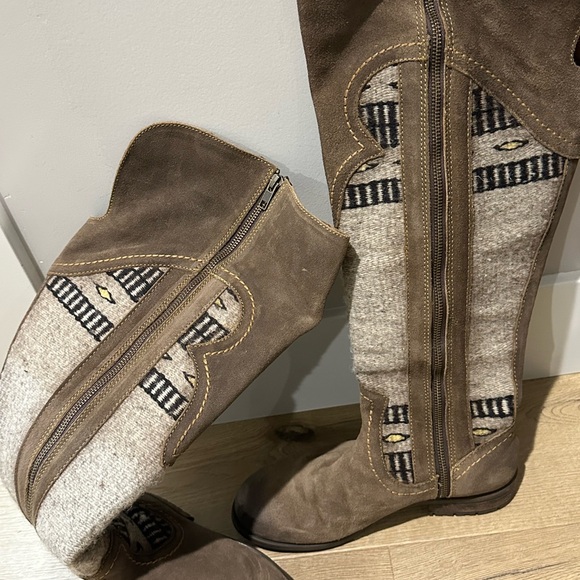 Born Brown Over the Knee Boots with Patterned Design - Picture 7 of 7